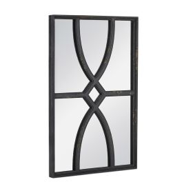 16" x 23" Rectangular Wooden Wall Mirror with Antique Black Frame, Vertical or Horizontal Home Decor for Living Room, Set of 2