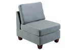 Living Room Furniture Armless Chair Grey Linen Like Fabric 1pc Cushion Armless Chair Wooden Legs