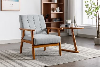 Leisure Chair with Solid Wood Armrest and Feet, Mid-Century Modern Accent chair, for Living Room Bedroom Studio chair