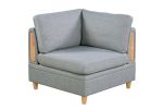 Living Room Furniture Corner Wedge Light Grey Dorris Fabric 1pc Cushion Wedge Sofa Wooden Legs