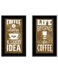 "Life Begins & Ends With Coffee" 2-Piece Vignette by Marla Rae, Ready to Hang Framed Print, Black Frame