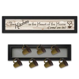 "The Kitchen Vignette" 2-Piece Vignette with 7-Peg Mug Rack by Millwork Engineering, Black Frame