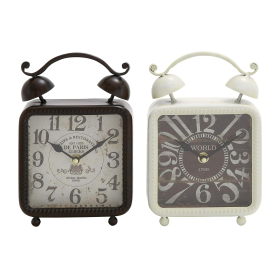 DecMode 9" Black Glass Bell Top Clock, Set of 2