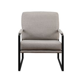 Contemporary Square Metal Frame Accent Chair – Mushroom / Black