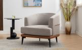 Modern Two-tone Barrel Fabric Chair, Upholstered Round Armchair for Living Room Bedroom Reading Room, Burnt Orange