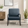 Contemporary Square Metal Frame Accent Chair – Indigo Blue / Black