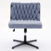 Armless Office Desk Chair No Wheels, BLUE