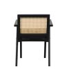 Mid-Century Accent Chair with Handcrafted Rattan Backrest and Padded Seat for Leisure, Bedroom, Kitchen, Living Room, Enterway, Black