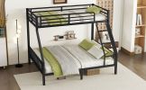 Twin XL Over Queen Metal Bunk Bed with Ladder and Slats Support for Adults Teens, Black