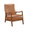 1pc Accent Chair Brown Faux Leather Walnut Finish Solid Rubberwood Modern Living Room Furniture