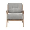 Modern Tufted Back Accent Chair 1pc Gray Upholstery Antique Finish Solid Rubberwood Unique Design Furniture