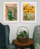 "Country Sunflowers & Chives" 2-Piece Vignette by Anthony Smith, Ready to Hang Framed Print, White Frame