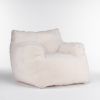 Soft Tufted Foam Bean Bag Chair With Teddy Fabric Ivory White