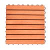 8-Slat Reddish Brown Wood Interlocking Deck Tile (Set of 10 Tiles)- AS