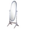 Traditional Queen Anna Style Wood Floor Cheval Mirror, Silver Finish