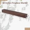 60'' Fireplace Mantel Wooden Wall Mounted Floating Shelf 8" Deep Solid Pine Wood,Brown