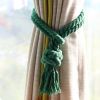 2 Pcs Curtain Tiebacks Handmade Cotton Rope Round Knot Drapery Tie Backs for Window Sheer Blackout Panels, Green