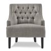 Modern Traditional Accent Chair Button Tufted Taupe Fabric Upholstery Solid Wood 1pc Living Room Furniture