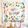 Happy Birthday Tapestry Photo Backdrop Flowers Hanging Blankets Party Decorate Wall Tapestry; 51x59 inch