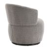 Grey Plush Swivel Accent Chair - Contemporary Round Armchair with 360° Rotation and Metal Base for Living Room Elegance