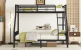 Twin XL Over Queen Metal Bunk Bed with Ladder and Slats Support for Adults Teens, Black