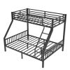 Twin XL Over Queen Metal Bunk Bed with Ladder and Slats Support for Adults Teens, Black