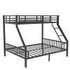 Twin XL Over Queen Metal Bunk Bed with Ladder and Slats Support for Adults Teens, Black