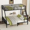 Twin XL Over Queen Metal Bunk Bed with Ladder and Slats Support for Adults Teens, Black