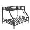 Twin XL Over Queen Metal Bunk Bed with Ladder and Slats Support for Adults Teens, Black