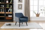 Casual Living Room Accent Chair and Side Table w Storage Blue Color Comfortable Contemporary Living Room Furniture