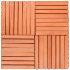 8-Slat Reddish Brown Wood Interlocking Deck Tile (Set of 10 Tiles)- AS