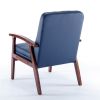 Mid Century Single Armchair Sofa Accent Chair Retro Modern Solid Wood Armrest Accent Chair, Fabric Upholstered Wooden Lounge Chair Navy