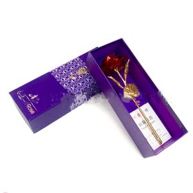 24K Luminous Color Gold Rose Flower Set (Option: Red purple gift)