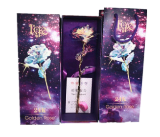 24K Luminous Color Gold Rose Flower Set (Option: Remote Control Switch)