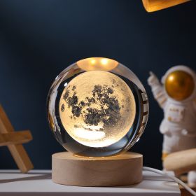 1pc Creative Crystal Ball Decoration; Desktop Night Light; Bedroom Night Light Valentine's Day Gifts Birthday Gifts (Items: Moon)