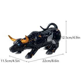 NORTHEUINS Graffiti Painting Resin Bull Figurines Home Living Room Bedroom Office Desktop Feng Shui Ornaments Collection Statues (Color: black)