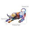 NORTHEUINS Graffiti Painting Resin Bull Figurines Home Living Room Bedroom Office Desktop Feng Shui Ornaments Collection Statues