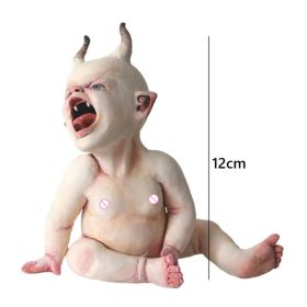 Resin Zombie Baby Dolls Scary Baby Resin Figurine Ornament Collection Model Haunted Halloween Decor Props Supplies Desktop Decor (Color: E)