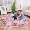 1pc, Tie-Dye Plush PV Velvet Area Rug, 62.99", American Style Round Rug, Floor Decor