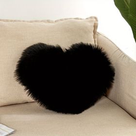 1pc Boho Love Heart Plush Throw Pillow - Fluffy Luxury Cushion for Couch, Sofa, Bed - Detachable and Machine Washable Home Decor (Color: black)