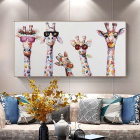 Hand Painted Oil Painting  Horizontal Abstract Animals Giraffe Modern Living Room Hallway Bedroom Luxurious Decorative Painting (size: 50x100cm)