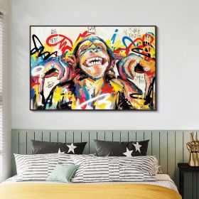 Hand Painted Oil Painting Abstract Portrait Wall Art Hand painted-Laughing Monkey Oil Paintings On Canvas-Hand Made Wall Graffiti-For Home Decoration (size: 50X70cm)