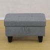 Grey Linen Living Room Sofa Ottoman