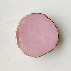 Golden Edge Natural Stone Device Grip (Color: Pink Crystal)