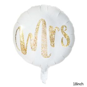 18inch Round White Gold Glitter Print Mr & Mrs LOVE foil Balloons bride to be marriage Wedding Decor Valentine Day Supplies (Color: M03)