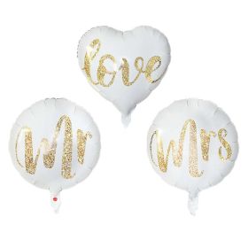 18inch Round White Gold Glitter Print Mr & Mrs LOVE foil Balloons bride to be marriage Wedding Decor Valentine Day Supplies (Color: M01M02M03)