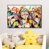 Hand Painted Oil Painting Abstract Portrait Wall Art Hand painted-Laughing Monkey Oil Paintings On Canvas-Hand Made Wall Graffiti-For Home Decoration