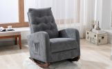 Baby Room High Back Rocking Chair Nursery Chair , Comfortable Rocker Fabric Padded Seat ,Modern High Back Armchair