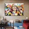 Hand Painted Oil Painting Abstract Portrait Wall Art Hand painted-Laughing Monkey Oil Paintings On Canvas-Hand Made Wall Graffiti-For Home Decoration